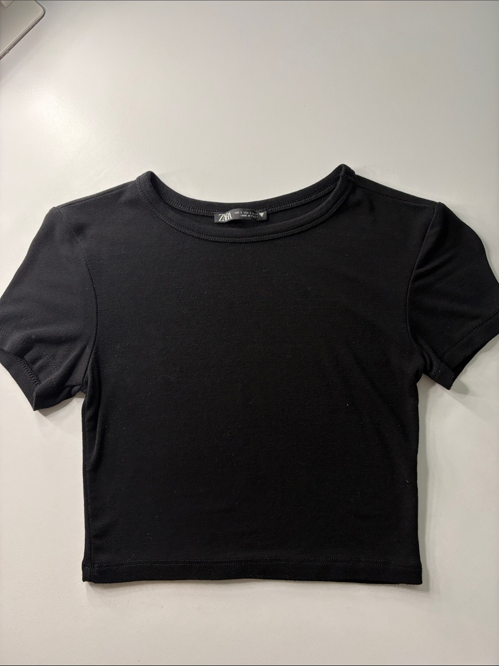Zara Black Short Sleeve Crop Top